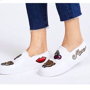 Kate Spade l Shoes | “Lizabeth” slip on white leather embellished sneakers | 8